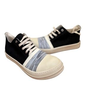 Rick Owens Black Blue Silk Low-Top Sneakers Shoes Size 45D (Med) US 11.5 Italy